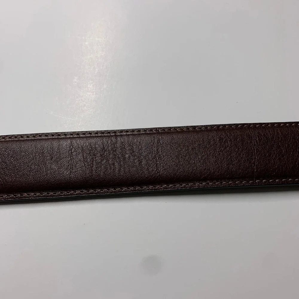 Torino Belt Pebble Burnished Veal Leather Reversible Black Brown Silver Mens 32